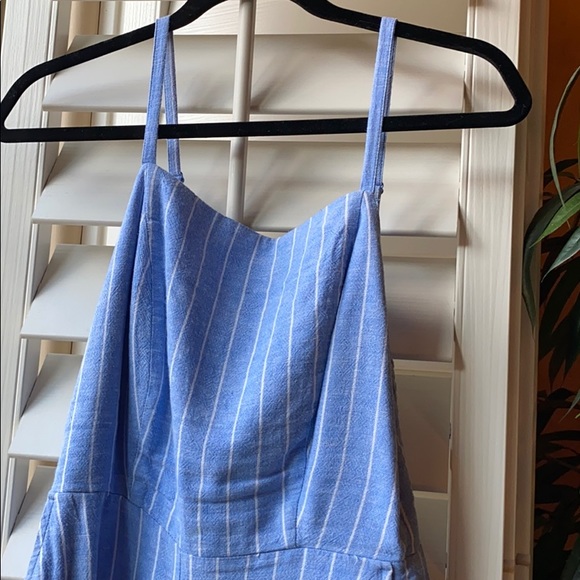 Blue & White Striped Smocked Jumsuit - Picture 2 of 9